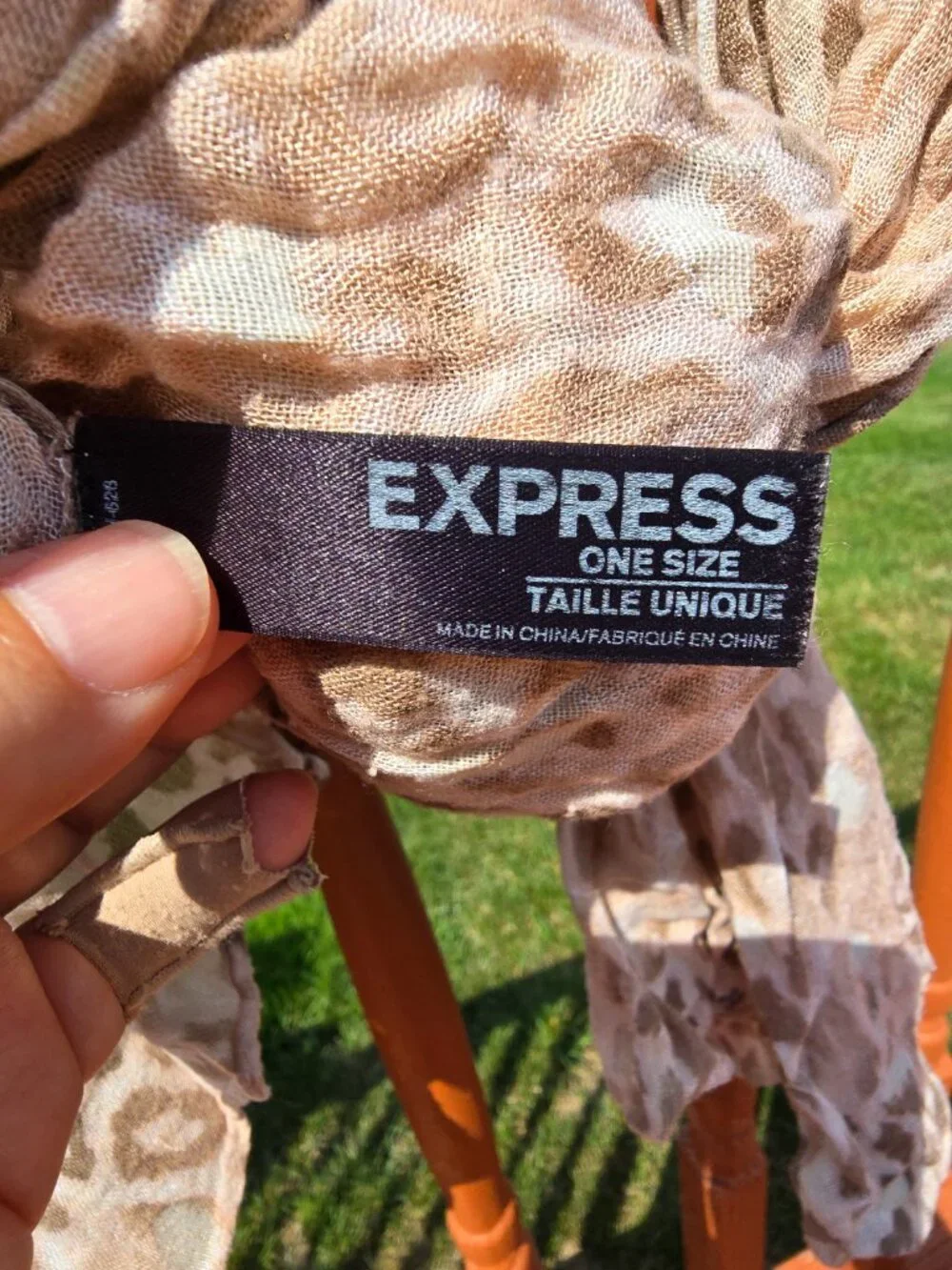 Express Leopard Animal Print Scarf Beige Tan Brown Lightweight Gauze Wrap